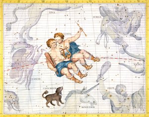 Constellation of Gemini with Canis Minor, plate 13 fra 